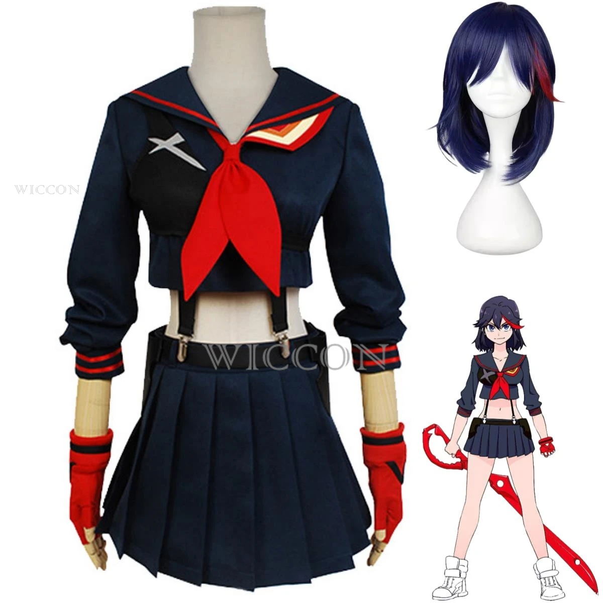 

Костюм для косплея из аниме Kill La Kill Matoi Ryuuko, парик, японская форма JK, короткая рубашка, женский сексуальный кавайный карнавальный матросский костюм