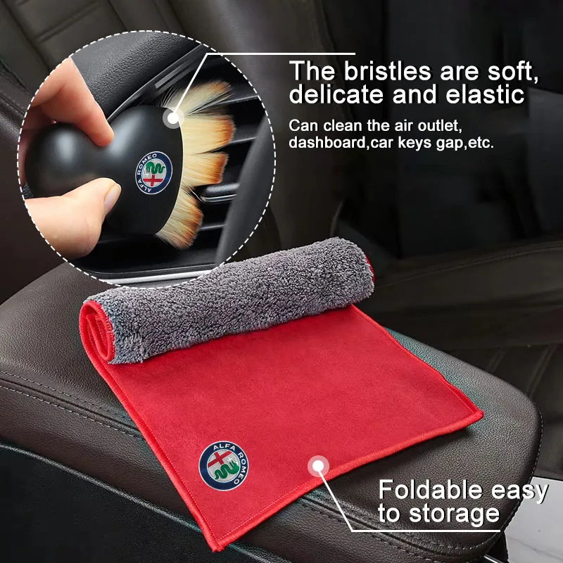 Car Interior Cleaning Kit: Soft Brush & Microfiber Towel