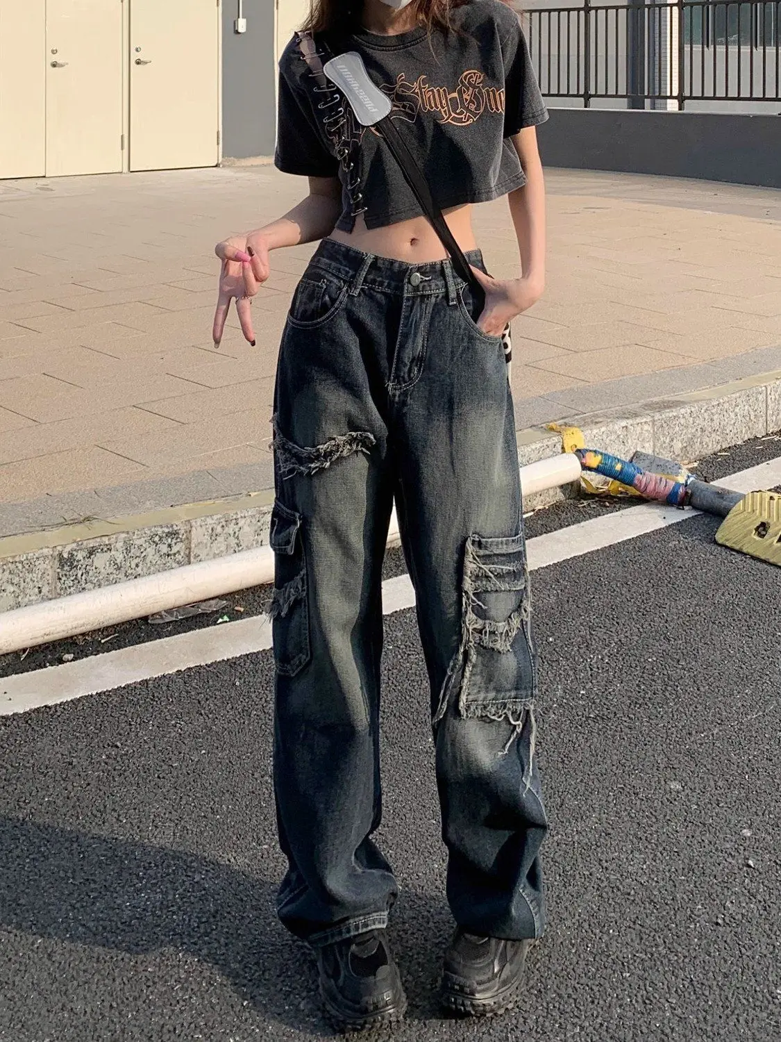 

American Spring and Autumn High Street Hip Hop Vintage Jeans for Men and Women Straight Style Trendy Loose Casual Pants y2k