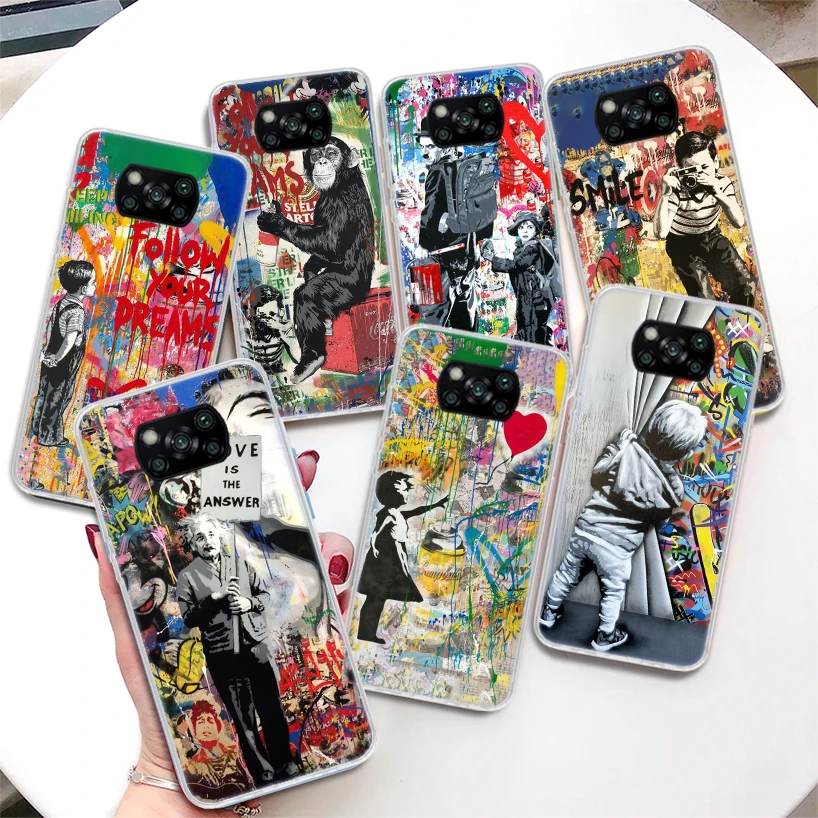 Custodia Per Telefono Banksy Graffiti Art Per Xiaomi Poco X3 Nfc X4 Pro M4 M3 M2 F3 F2 F1 Mi Note 10 Lite A3 A2 A1 Cover Morbida In Silicone Shel