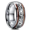 Mode 8mm hommes titane acier Koa bois anneaux pour hommes femmes dôme poli en acier inoxydable anneaux hommes mariage bande bijoux cadeaux