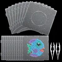 5mm Fuse Beads Pegboards Large Plastic Bead Pegboard Fuse Beads Boards with Beads Square Peg Boards Kit for Kids DIY Craft Beads 1