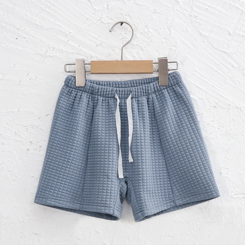 Organic Cotton Waffle Girls Shorts Summer New Children&rsquo;s Clothing Casual Loose Elastic Waist Lace-up Kids Shorts TZ108 boys shorts,kids denim shorts