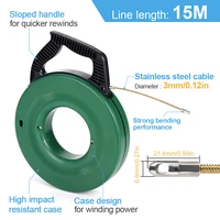 เครื่องมือร้อยสายไฟแบบดึง 3 มม./15 ม. อุปกรณ์ร้อยสายไฟรูปทรงปลา สำหรับร้อยสายไฟในรูท่อ ใช้สำหรับงานเดินสายไฟในรถยนต์ 1