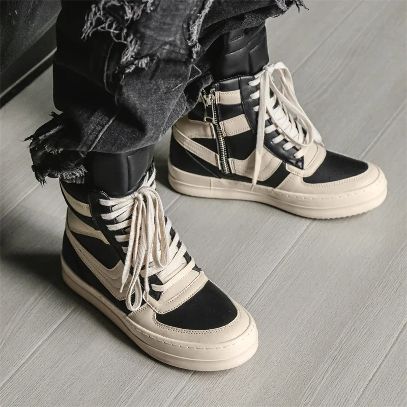 Men High-top Shoes,Ankle Boots,High-top Sneakers Riding Casual Shoes,PVC Retro Designer Platform Sneakers for Street Club 3