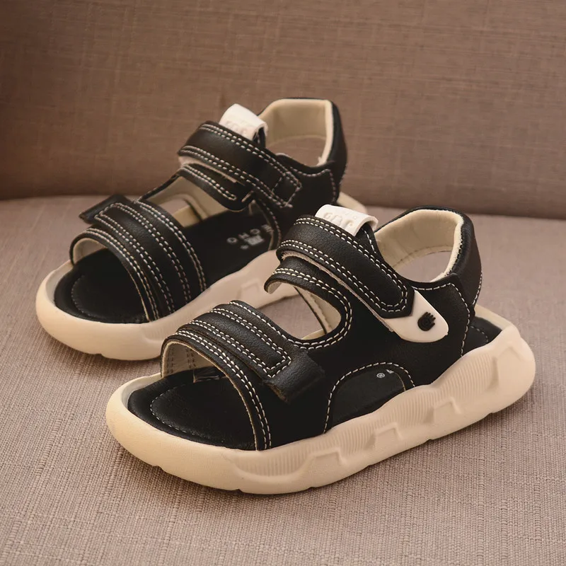 Summer Toddler Sandals Baby Girl Shoes Solid Color Leather Breathable Boys Sneakers Kids Infant Sport Boys Black Sandals For baby shoes,kids shoes,children sandals,kids sandals