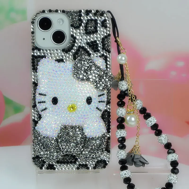 thumbnail image 1 of Funda protectora con diamantes de imitación para iPhone 14, 13 Pro Max, Xs, 8 plus, 7 dibujos animados, Hello Kitty 11, 15, 12, mujer, 1 of 5