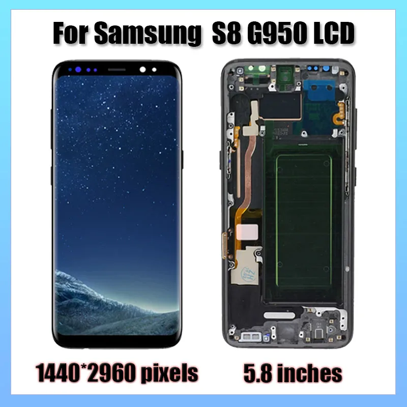 

100% Tested Work New AMOLED LCD Display for SAMSUNG Galaxy S8 G950 LCD S8 Plus G955 Display Touch Screen Digitizer Replacement