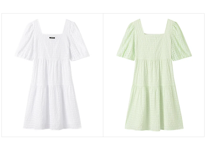 Vestido de mujer con textura a cuadros, fresco, de verano, nuevo, con cuello cuadrado, para bebé, dulce