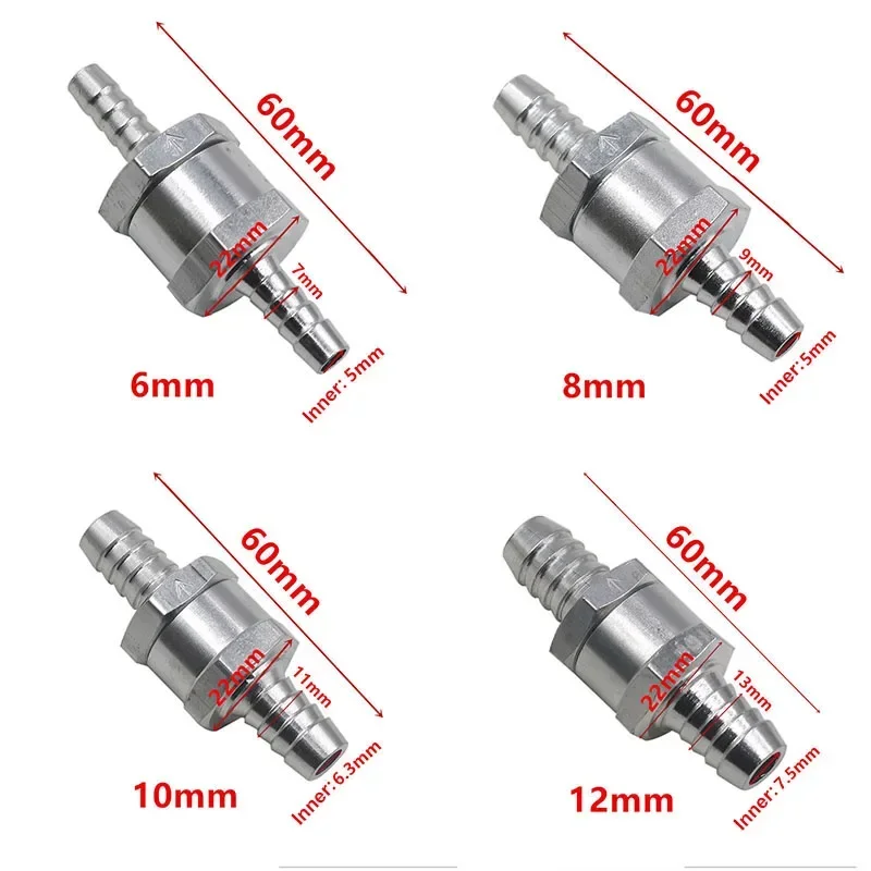 Fuel Check Valve Non Return 6/8/10/12mm Aluminium Alloy Petrol Diesel Water Fuel Line One Way For Peugeot Renault fuel check valve