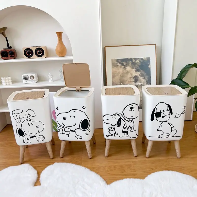 10l Snoopy Home Square Press Trash Can Bedroom Cute Press Storage ...