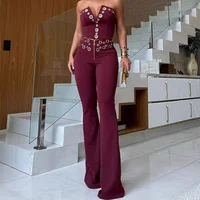 Jasmine Metal Ring Strapless Crop Top Pant Set 3