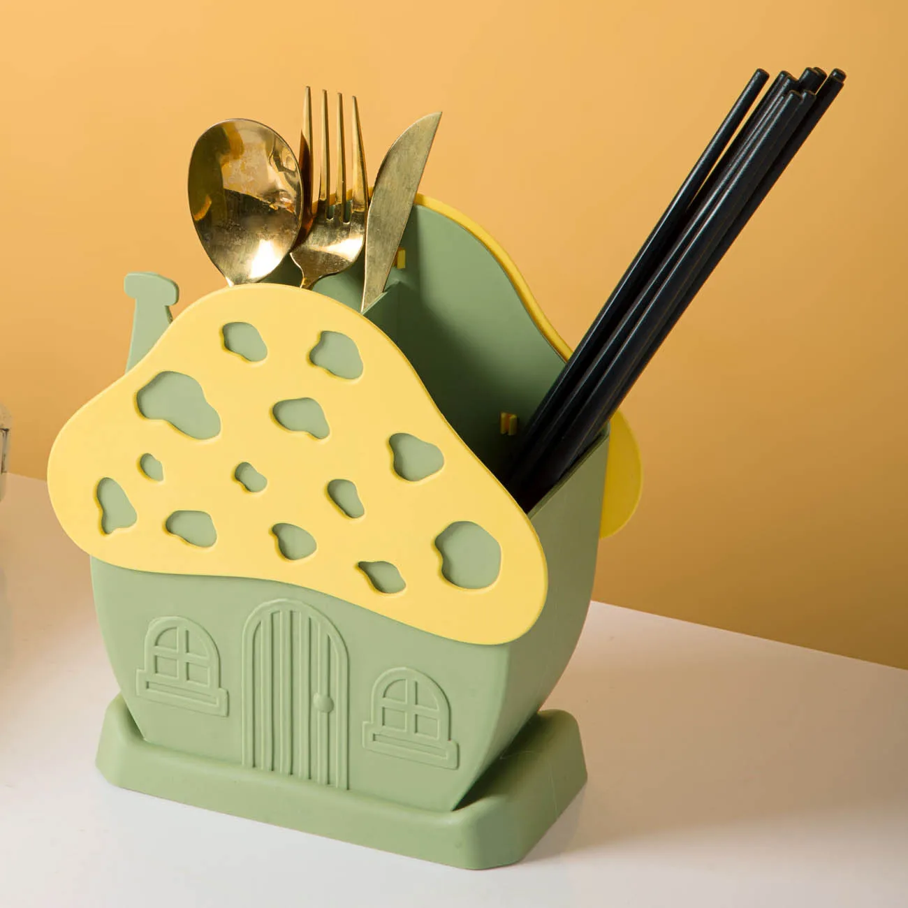 Cute Kitchen Tableware Storage Rack Hollow Drainer Spoon Fork Holder
