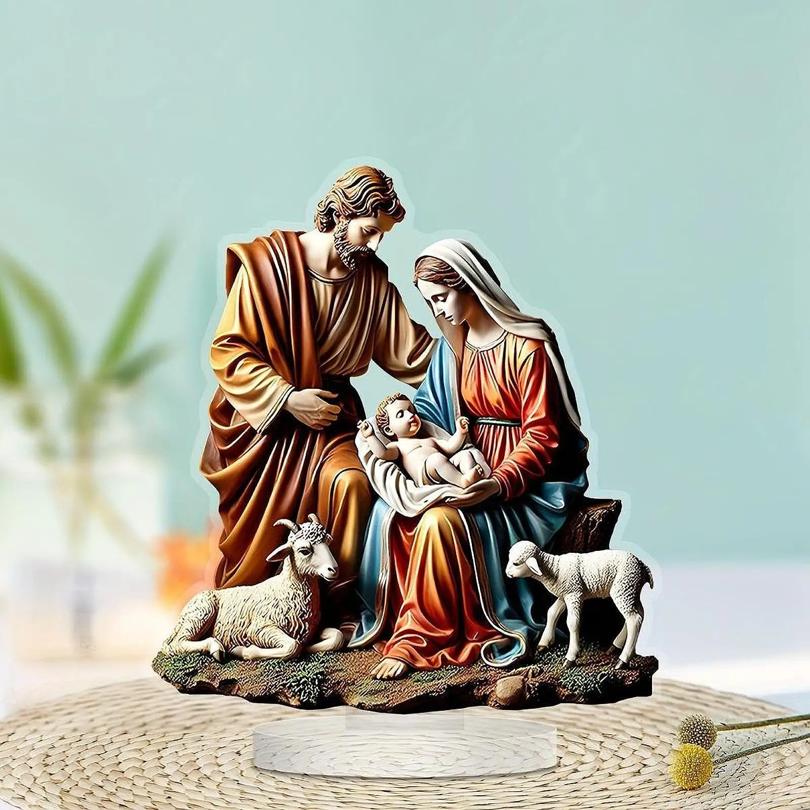 Virgin Mary Statue Crafts Holy Family Statues for Table Living Room Bedroom