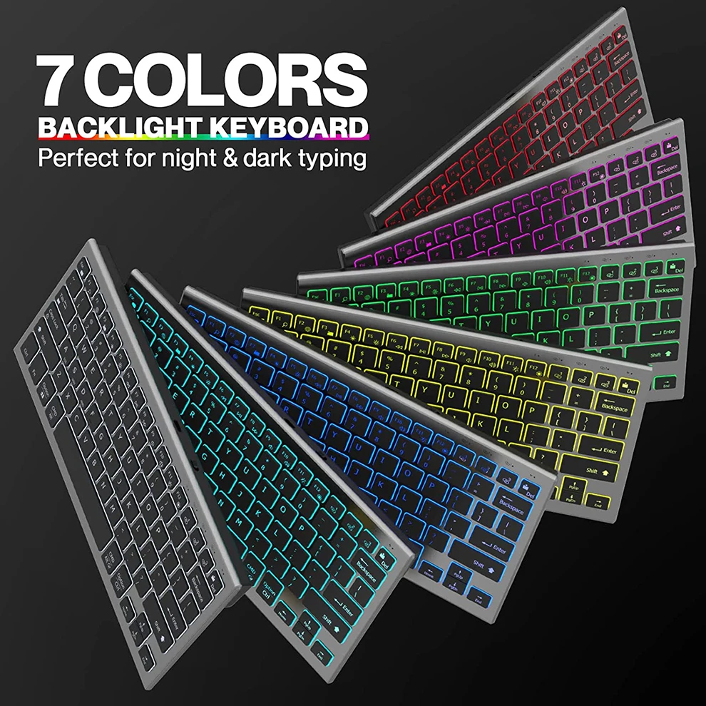 Retroiluminado Combo sem Fio Teclado e Mouse Multi-dispositivo Usb Recarregável Bluetooth 2.4g - Imagem 5