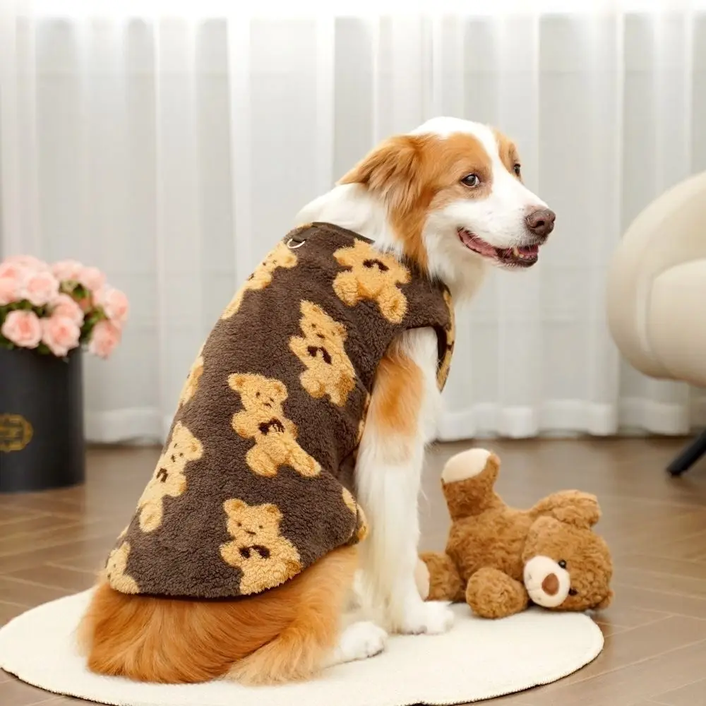 Trendy XS-9XL Winter Puppy Clothes Cute Bear Pattern Dog Sweater Dog Vest Warm Fleece Pet Supplies Vest Pitbull New Year's Gift