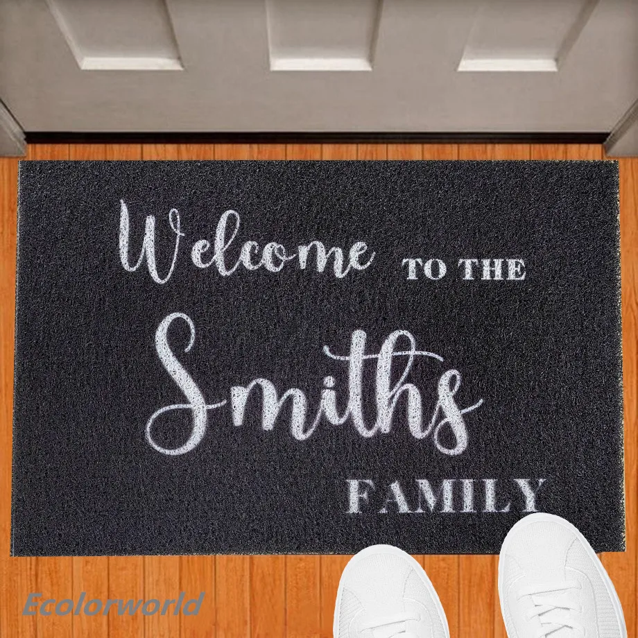 Personalized Doormat Entrance Welcome Mats Hallway Doorway PVC Rugs Custom Floor Mat Carpet Dust Proof Any Color Any Logo 4
