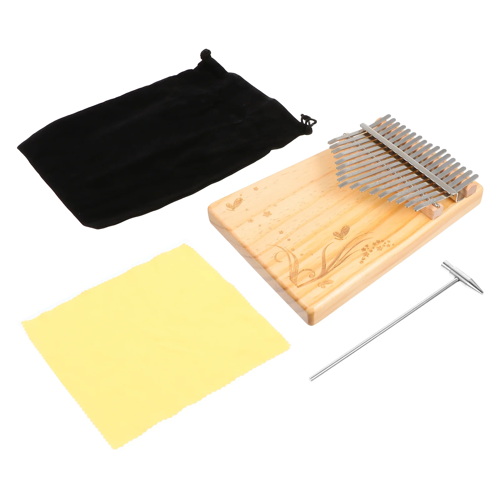

Kalimba Thumb Piano 17 Keys Mbira Finger Piano with Case Cloth Stickers Portable Musical Instrument Gift for Kids Adults