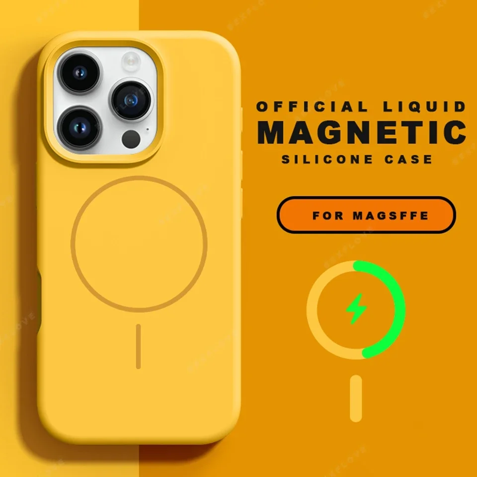 Magnetic Liquid Silicone Lanyard Phone Case with Strap Protector