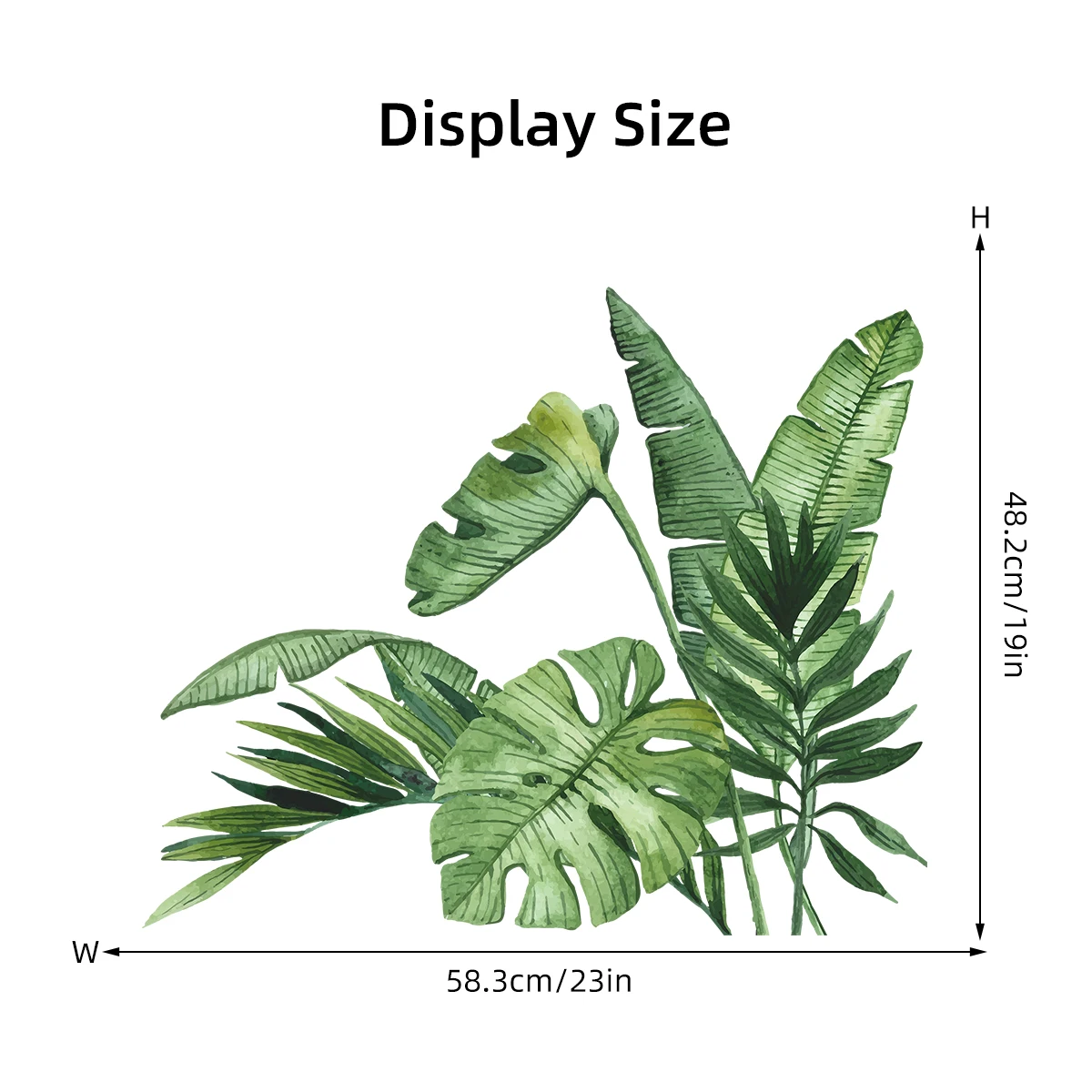 Wall Stickers Realistic Tropical Green Turtle Back Leaf Wall Stickers for Living Room Bedroom Bathroom Decoration Wall Decals