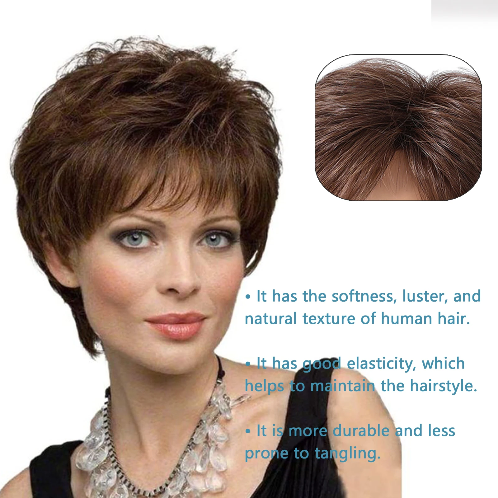 Короткие парики Фея для женщин каштановые коричневые прямые Многослойные синтетические парики с 30% натуральными волосами пушистые натуральные Смешанные парики