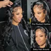 30Inch 13X4 13X6 Body Wave Lace Front Wigs Human Hair Pre Plucked 180 Density HD Transparent Lace Frontal Wigs Human Hair 4