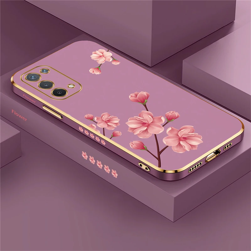 Luxury Plating Silicone Soft Phone Case with Floral Design