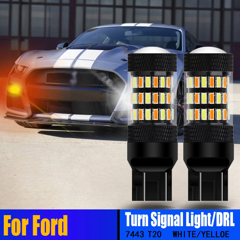 

2PCS T20 W21/5W 7443 580 Canbus LED Turn Signal Light Bulb Daytime Running Lamp 2in1 For Ford Expedition F-150 Mustang 2013-2017