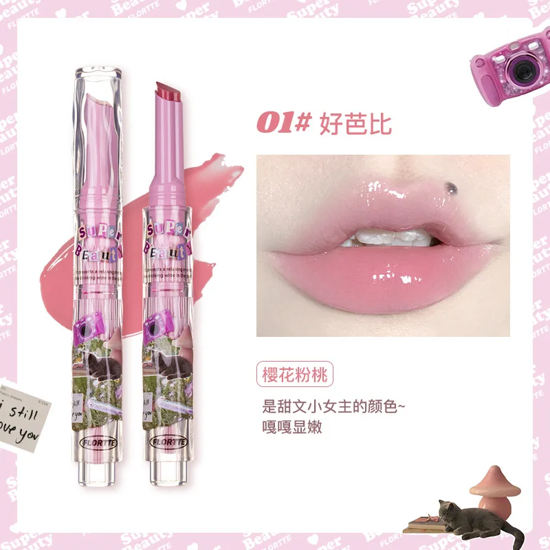 FLORTTE New Product Blame Melia Solid Lip Gloss First Kiss Love Bar Lipstick Moisturizing and Lasting Water Gloss Lip Glaze 6