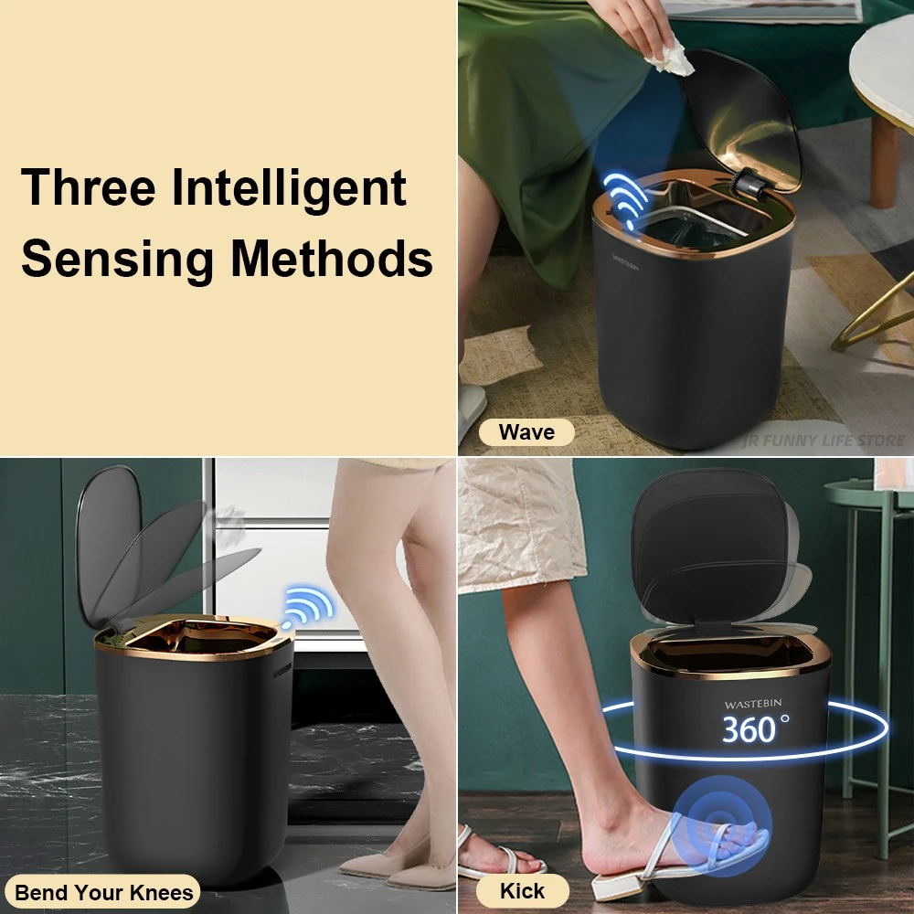 Trash Can Bathroom Smart Sensor Trash Can 12L Luxury Garbage Bucket for kitchen Toilet