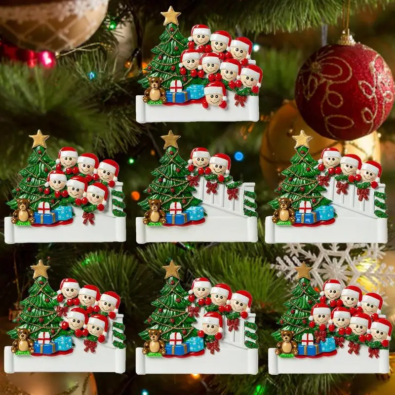 Personalized Opening Present Family Of Christmas Christmas Pendant Family Resin Alloy Name Blessing Tree Ornament