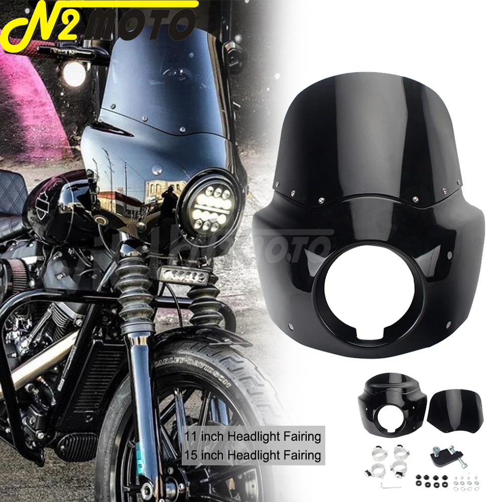 

Налобный фонарь для лобового стекла, 11 "15", в клубном стиле, с держателем, для Harley Dyna Low Rider Street Bob FXBB