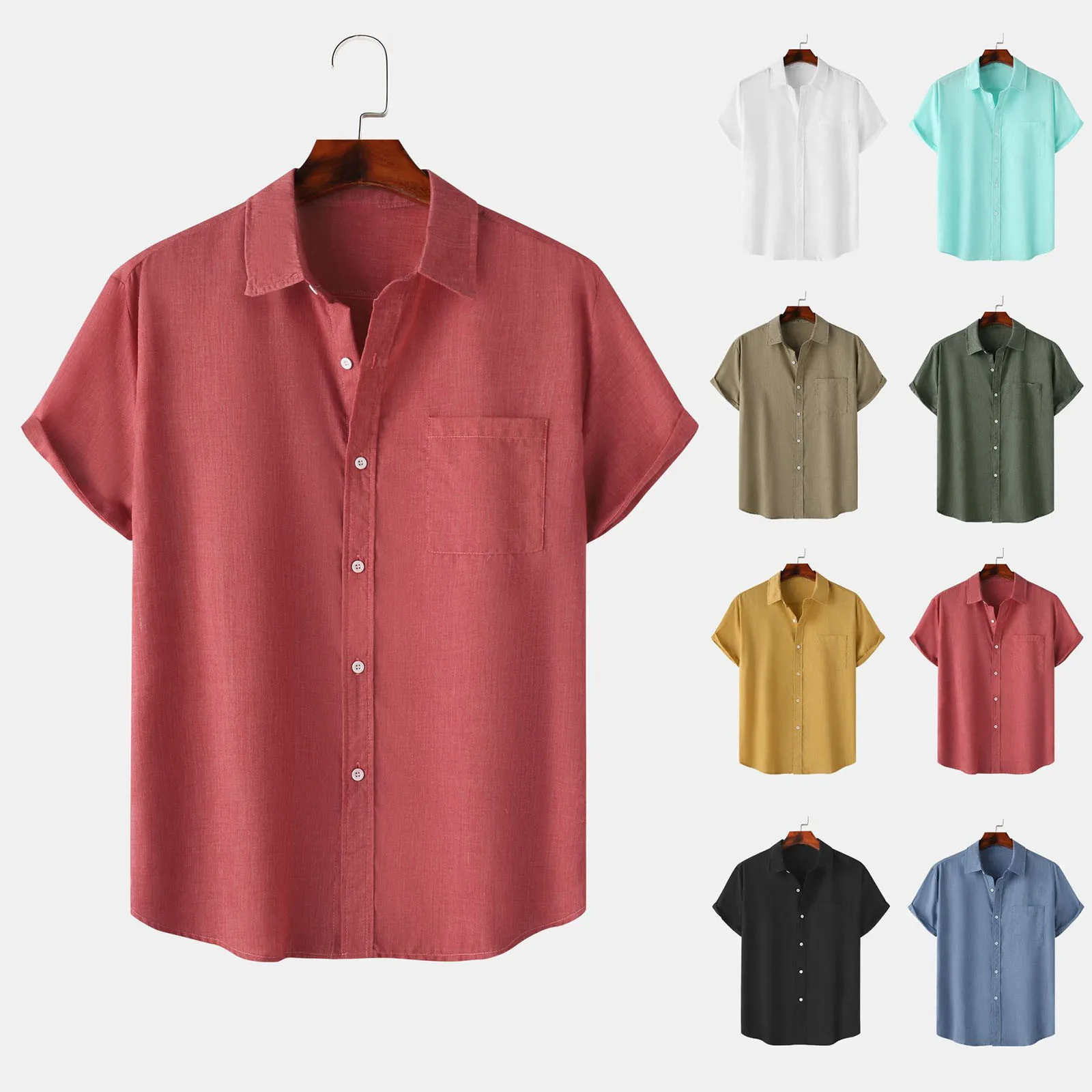 

Гавайская рубашка мужская летняя, модная повседневная Пляжная, Приморская классическая, с коротким рукавом, однотонная, гавайская