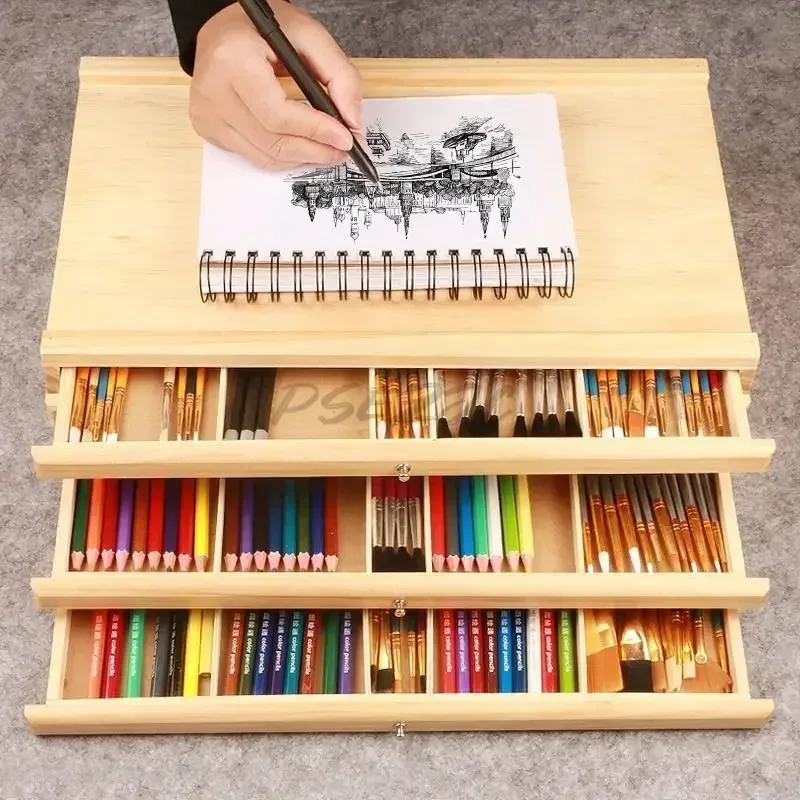 Art Multifunctional Drawer Art Storage Box Store Colored Pens Markers Storage Boxes