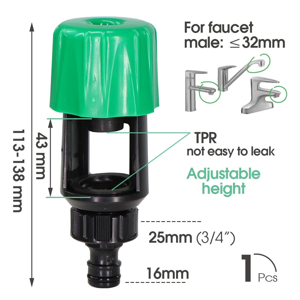 1PCS 16MM 1/2'' 3/4'' Garden Hose Shut Off Valve Fitting Plastic Tubing Tap Adapter Quick Joint for Watering Irrigation Car Wash 