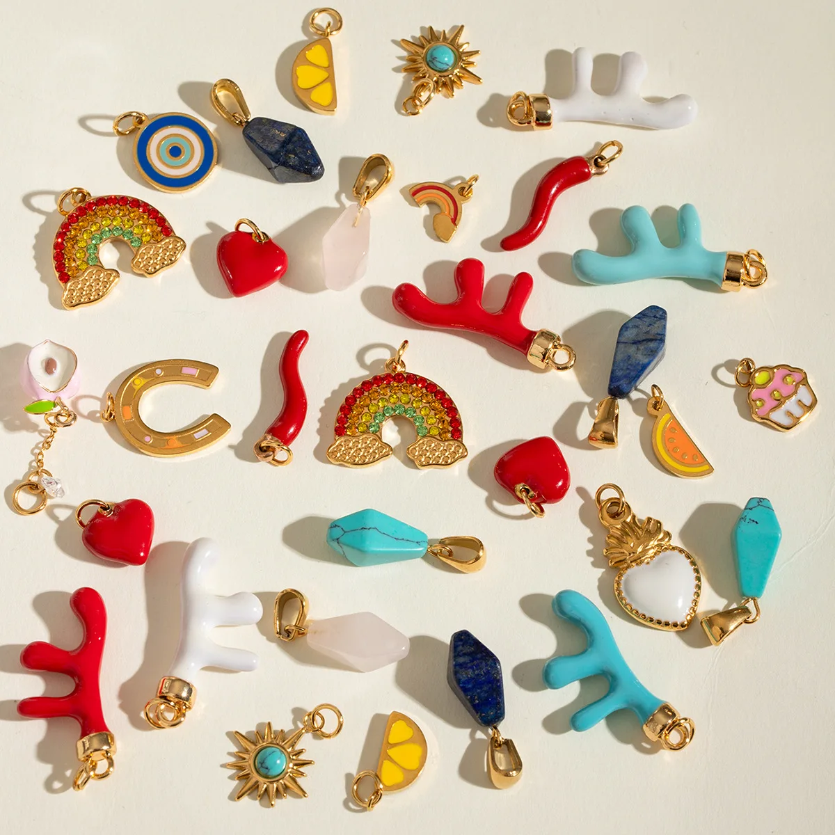 Charm Multiple Styles Coral Chili Rainbow Strawberry Watermelon Charms Pendant for Chain Neckalce Bracelet DIY Custom Jewelry