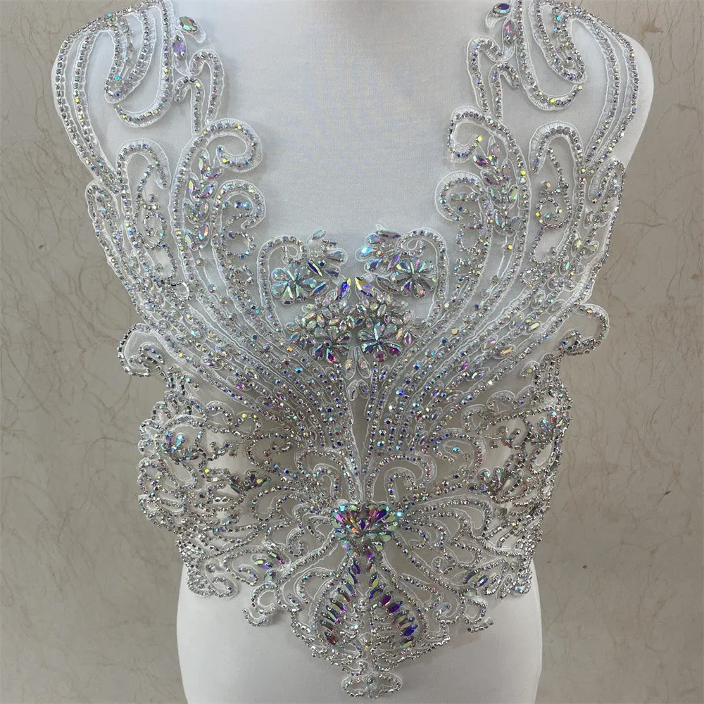 

Handmade More colors crystals rhinestones wedding collar appliques for clothes decoration