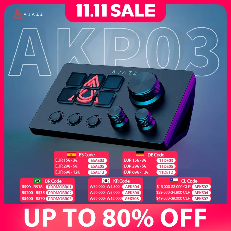 Ajazz AKP03E Desktop Helper Desk Console Panel Controller Programmable Macro Custom Button Mini Keyboard For Multiple Scenario