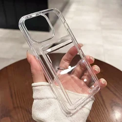 Elegant Transparent Acrylic Card Holder Phone Case - Shockproof Bumper Design - iPhone 14 (Transparent)