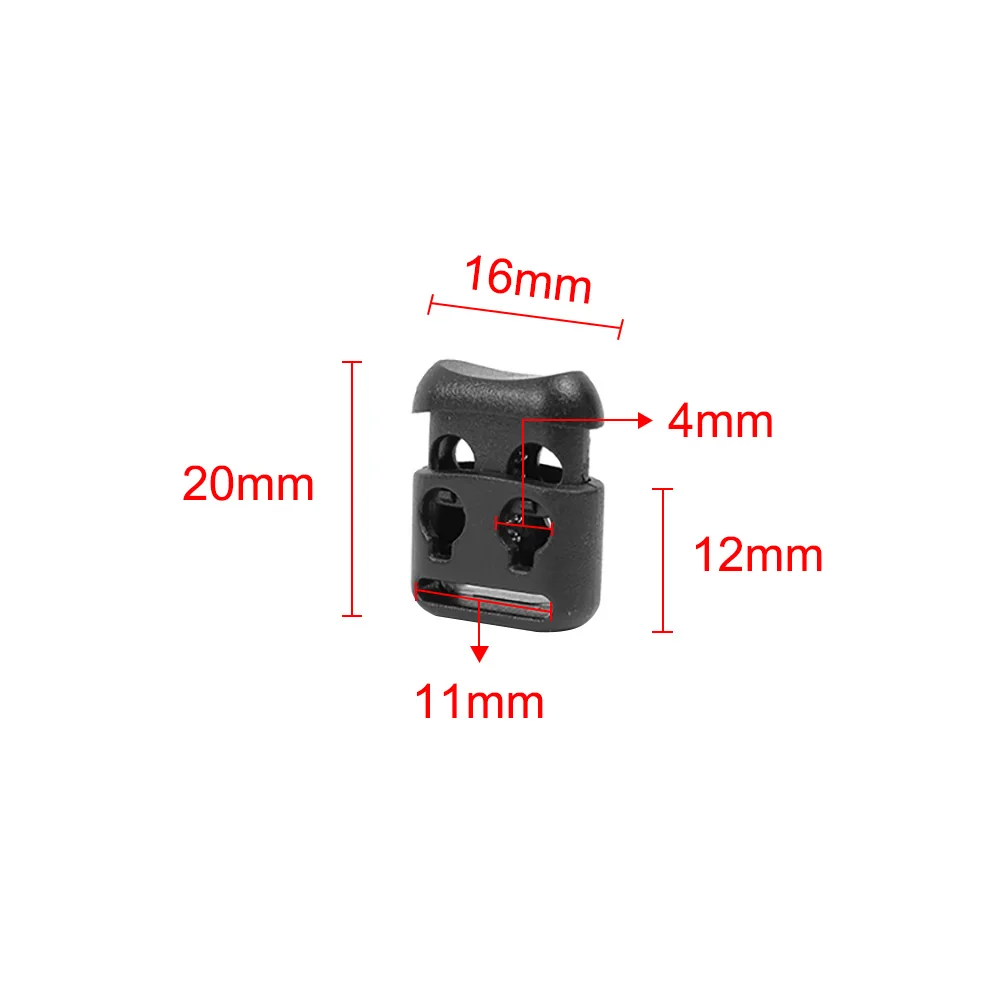 10pcs Black Medium Plastic Non-slip Toggle Clip Stopper Cord Lock