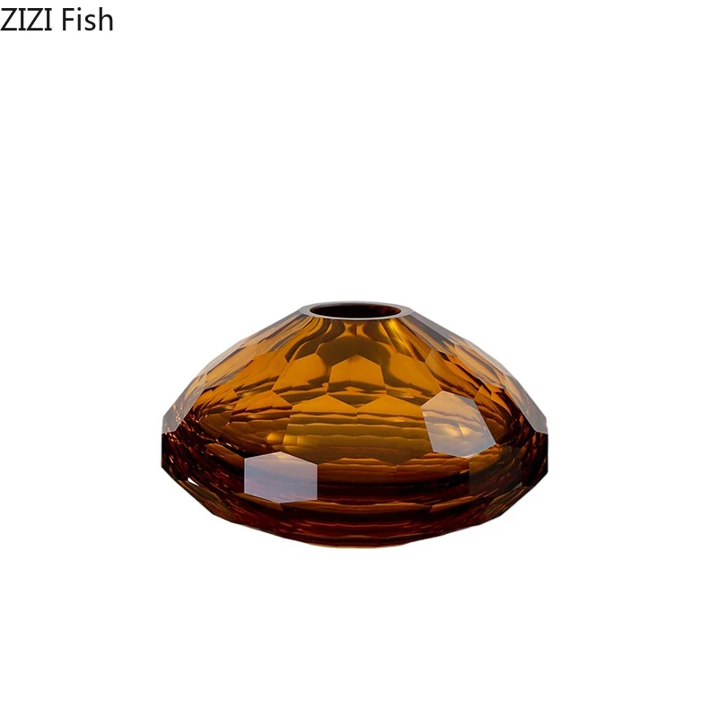 Hexagonal Texture Glass Vase Transparent Flowers Pots Desk Decoration Flower Arrangement Round Floral Vases Room Aesthetic Decor 6