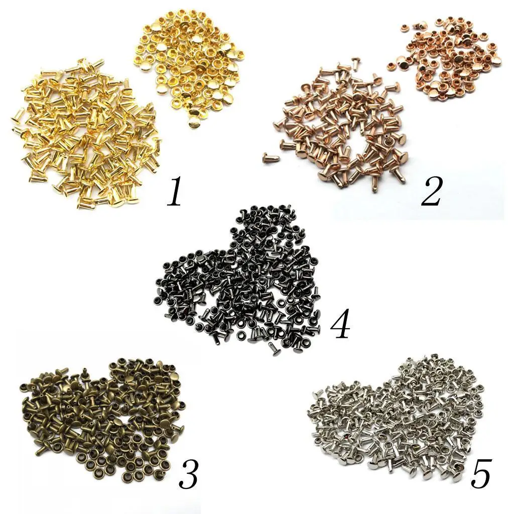 100 Sets 6x8mm Double Rivet Leather Craft Repairs Studs Decor