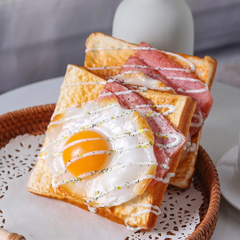 Artificial Eggs On Toast Fake Food Decoration Photography Pro Food Simulation Cake Model Tea Table Decoration 1PC food model food photography props kitchen food toys artificial egg decoration