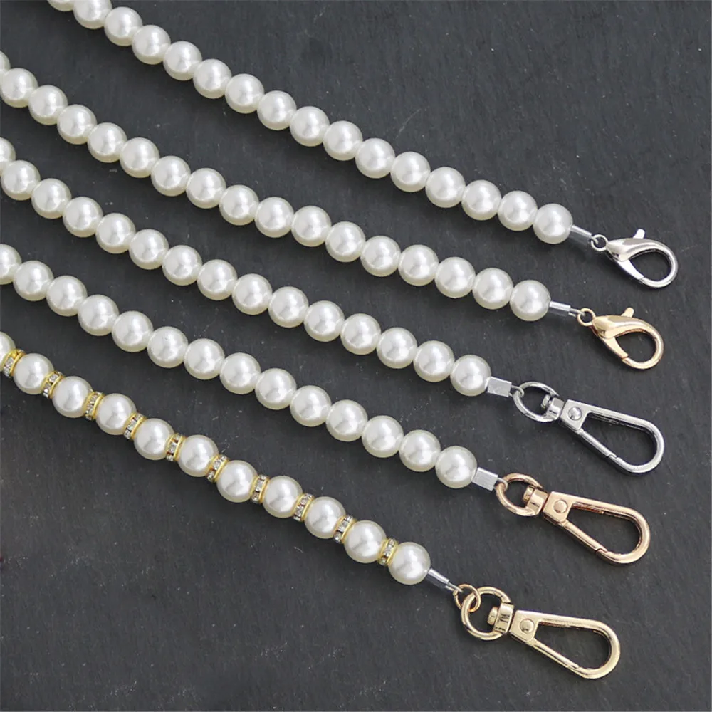 

100/30CM Shoulder Bag Strap Pearl Chain With Clasp Alloy for Women Purse Handbag Messenger DIY Replacement Bag Accessories New