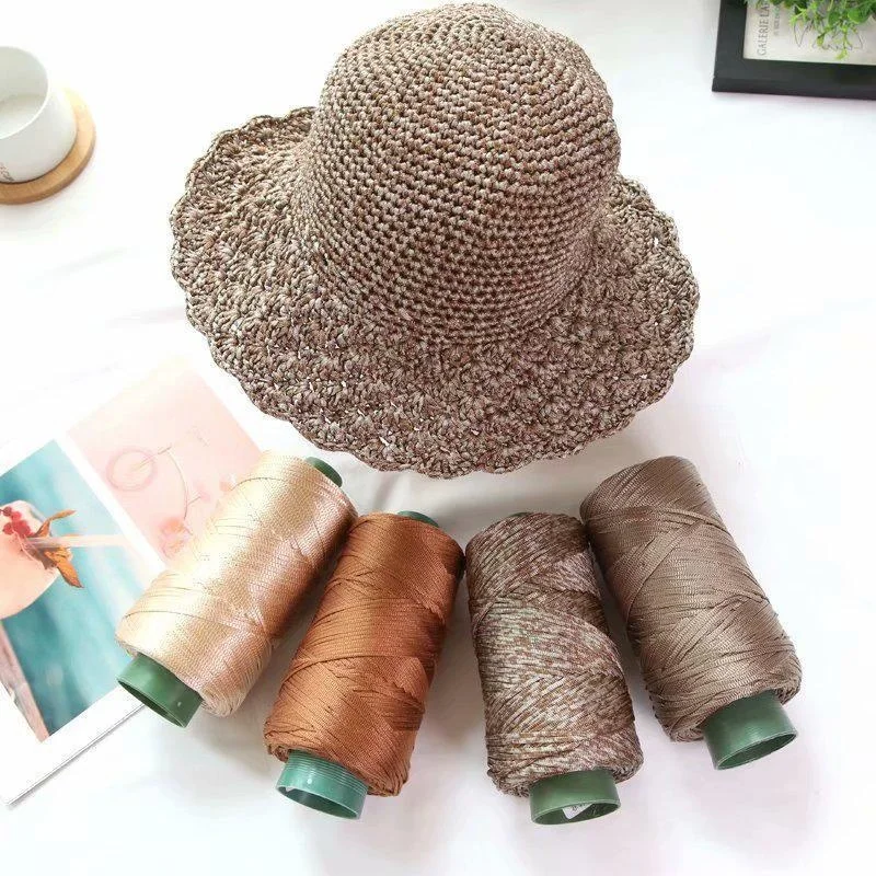 230g/롤 2mm 플랫 라이트 Viscose 중공 원사 아이스 로프 DIY 모자 손으로 짠 스레드 후크 쿠션 중공 밝은 실크 원사 스레드