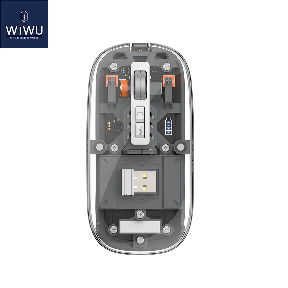 Wiwu-mouse Cristal sem Fio Capa Removível Mouse Bluetooth Duplo Modos de Conexão 2.4g Adequado para Ios Android Windows