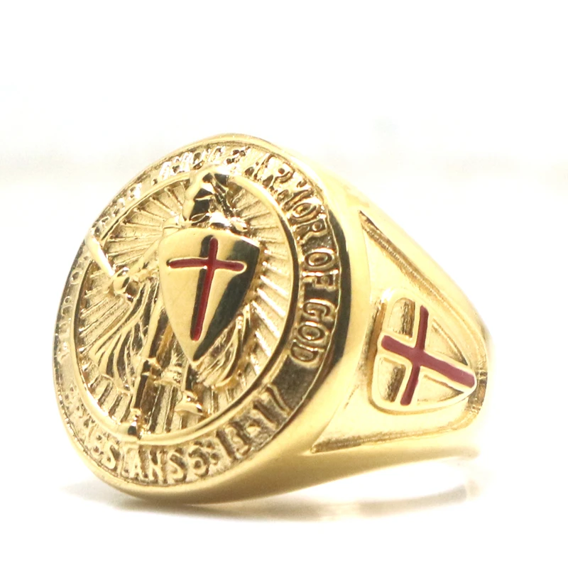 316L Stainless Steel Saint Paul Ephesians "Put On The Whole Armor Of God" Cross Knight Black Ring 5