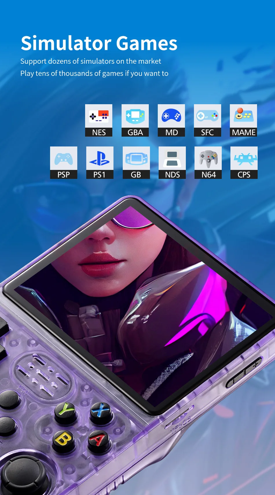 Portable R36S Retro Handheld Video Game Console 3.5 Inch IPS HD Color Screen Po
