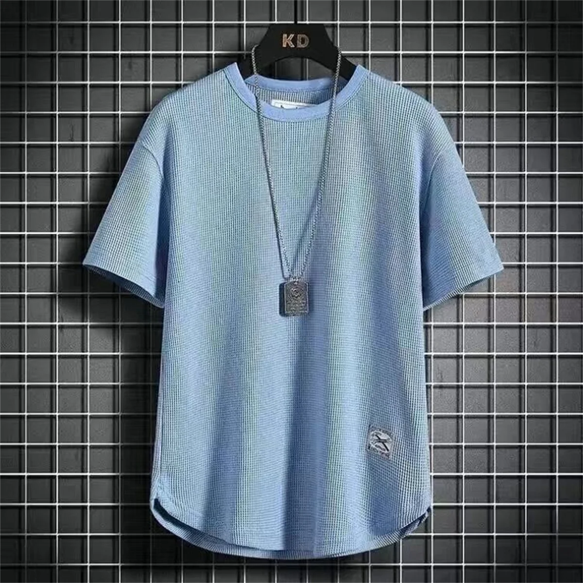 Men's Waffle Knit T-Shirt – Casual Oversized Short Sleeve Crew Neck Tee S53b223df0a1a4fa9a8edb626f1dcd4bcP