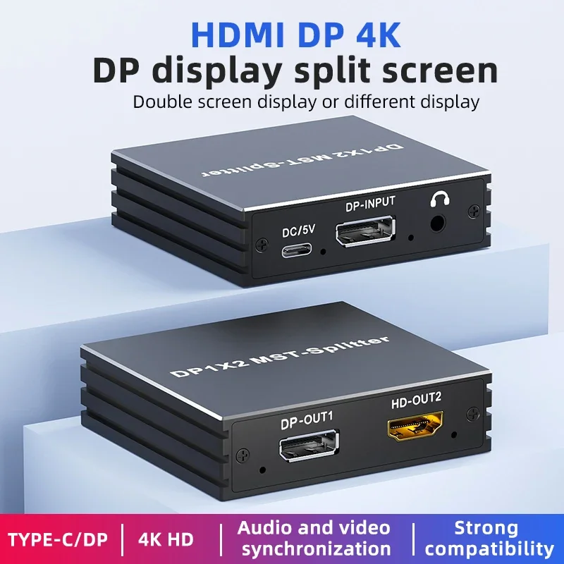 Ultra HD Dual Monitor DisplayPort MST Hub Splitter - 4K 120Hz Extended Display
